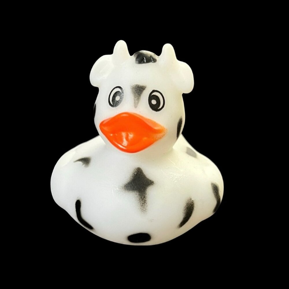 Cow Print White & Black Colored Rubber Duck